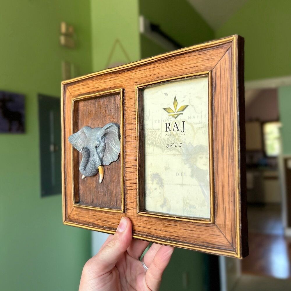 VTG 3D Rustic Textured Elephant Picture Frame Accent Decor - Picture 3 of 9